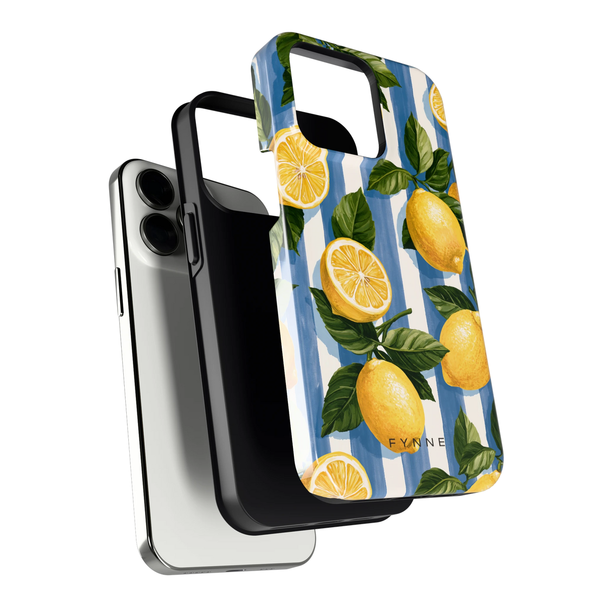Citroenen op Strepen hoesje voor iPhone 13 Pro, los van de telefoon