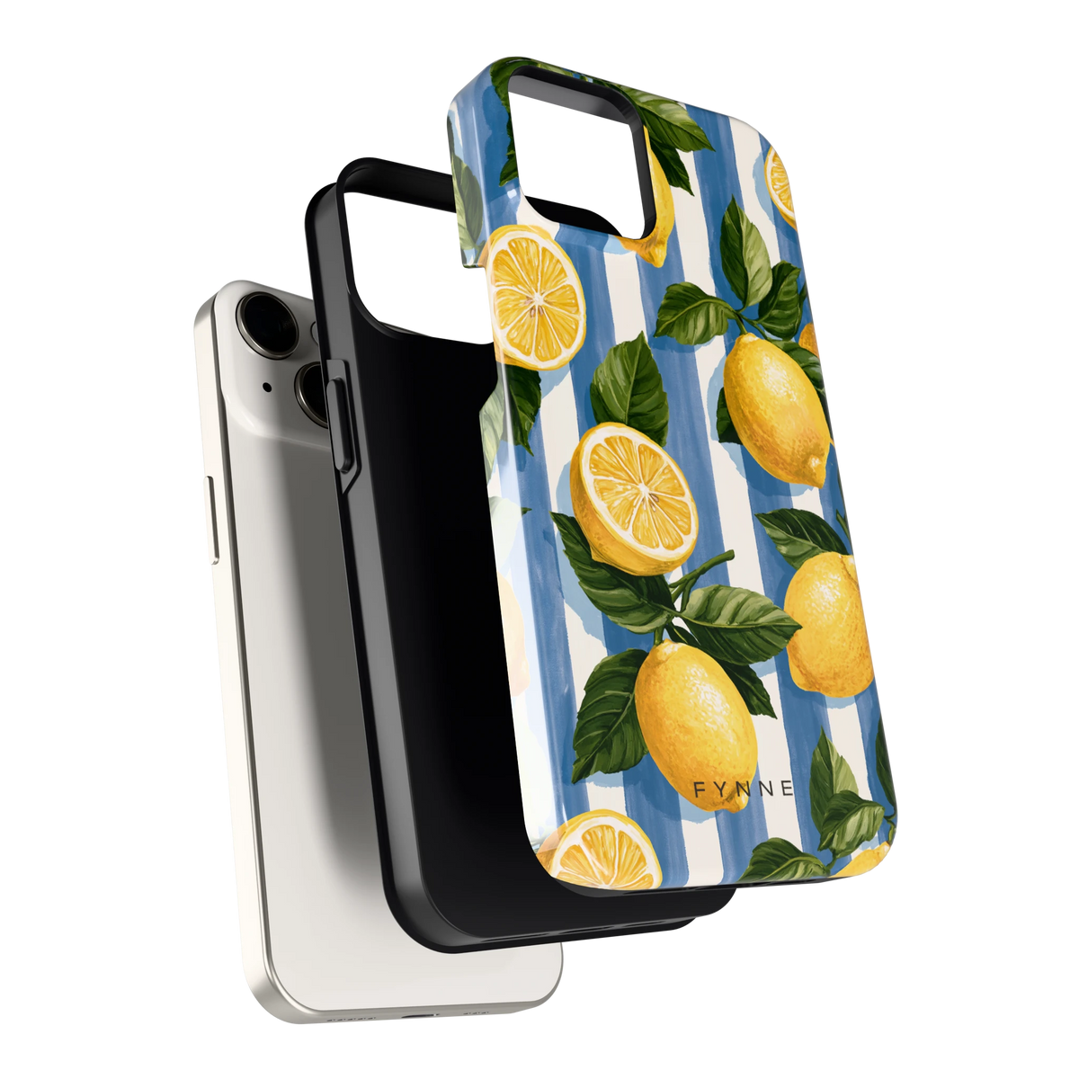 Citroenen op Strepen hoesje voor iPhone 14, los van de telefoon