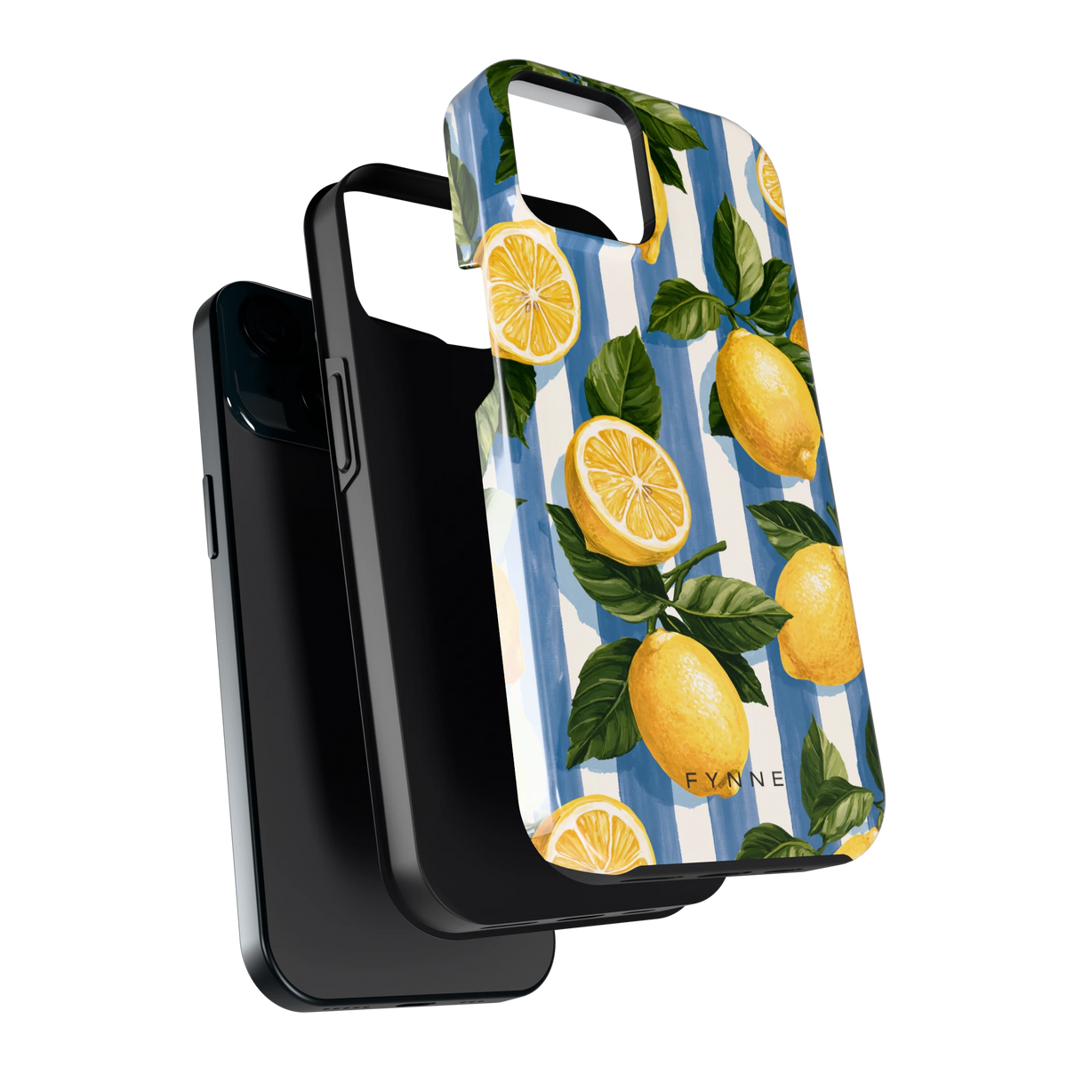 Citroenen op Strepen hoesje voor iPhone 15, los van de telefoon