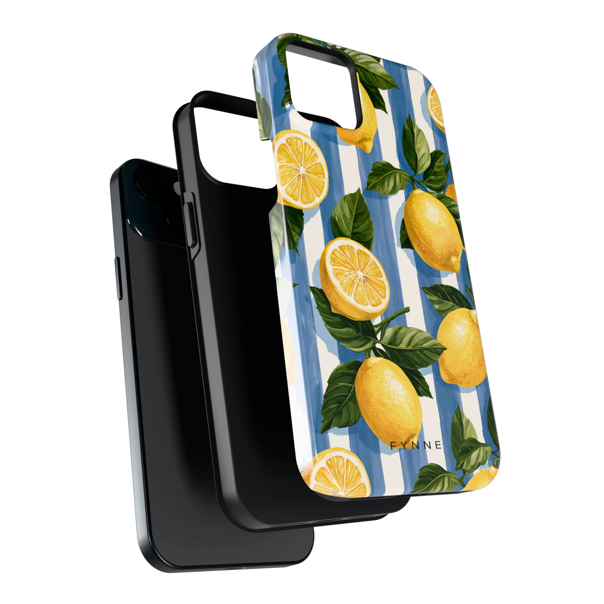 Citroenen op Strepen hoesje voor iPhone 15 Plus, los van de telefoon