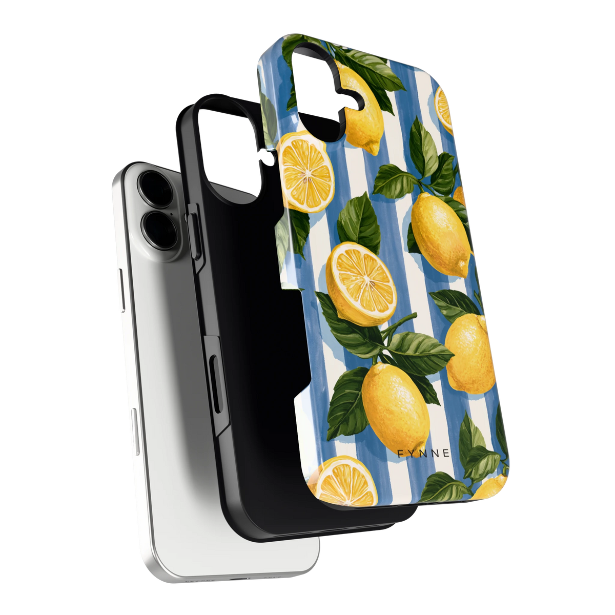 Citroenen op Strepen hoesje voor iPhone 16 Plus, los van de telefoon