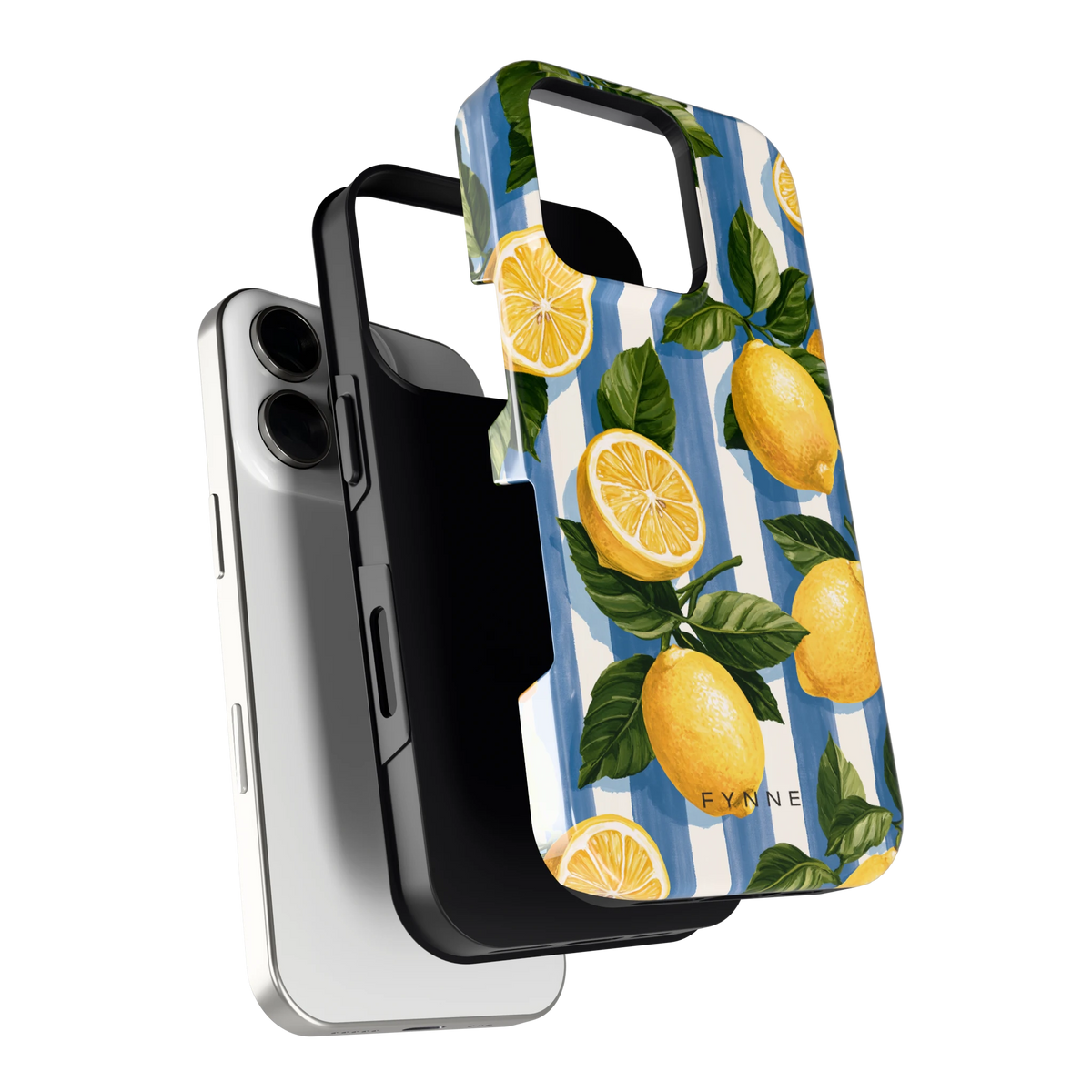 Citroenen op Strepen hoesje voor iPhone 16 Pro, los van de telefoon