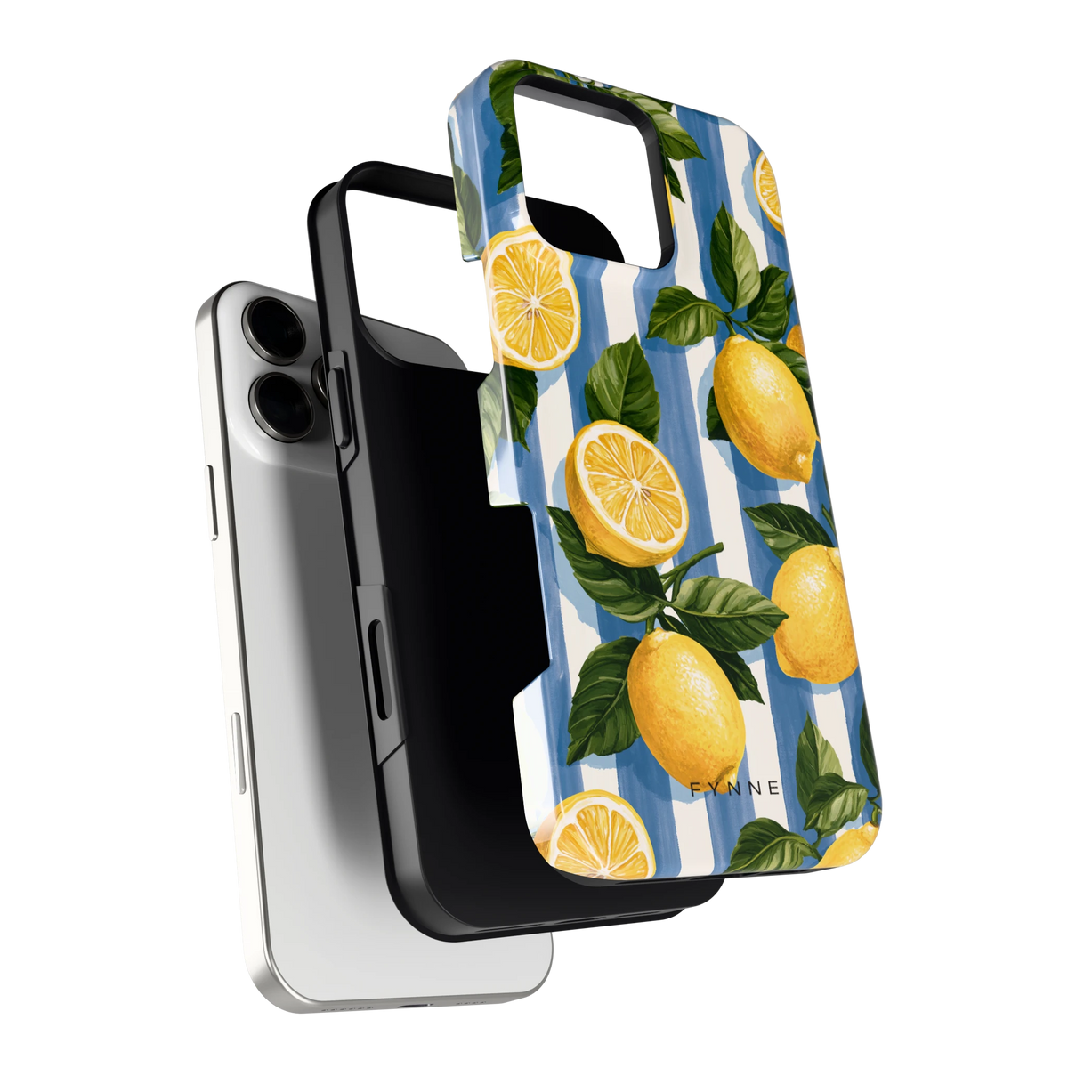 Citroenen op Strepen hoesje voor iPhone 16 Pro Max, los van de telefoon