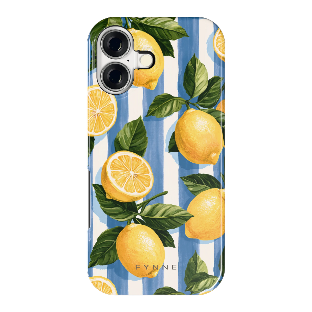 Citroenen op Strepen hoesje voor iPhone 17, achterkant