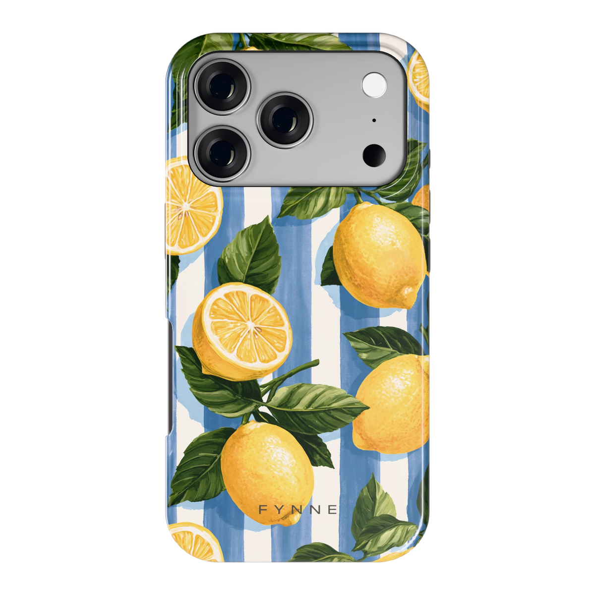 Citroenen op Strepen hoesje voor iPhone 17 Pro, achterkant