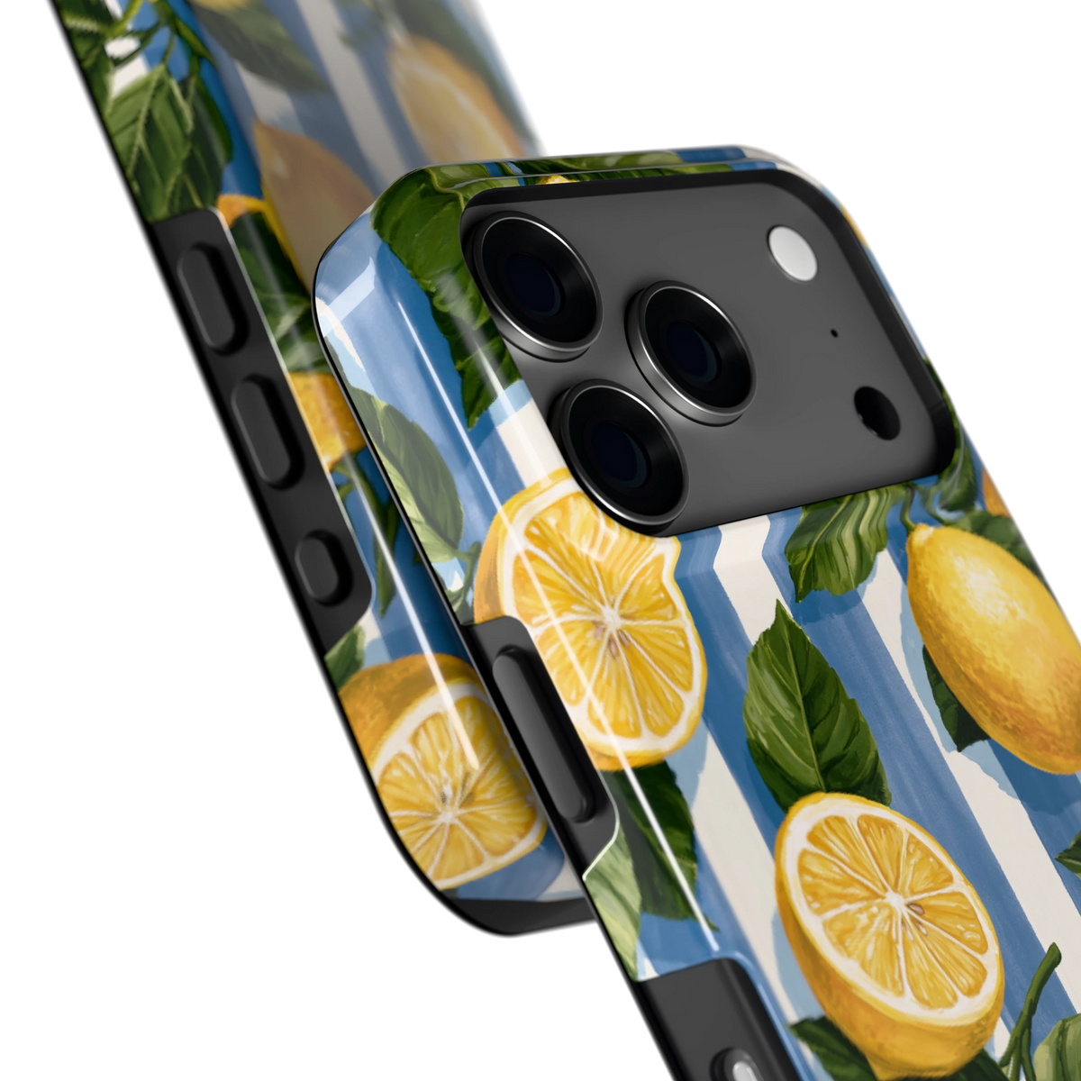 Citroenen op Strepen hoesje voor iPhone 17 Pro, close-up