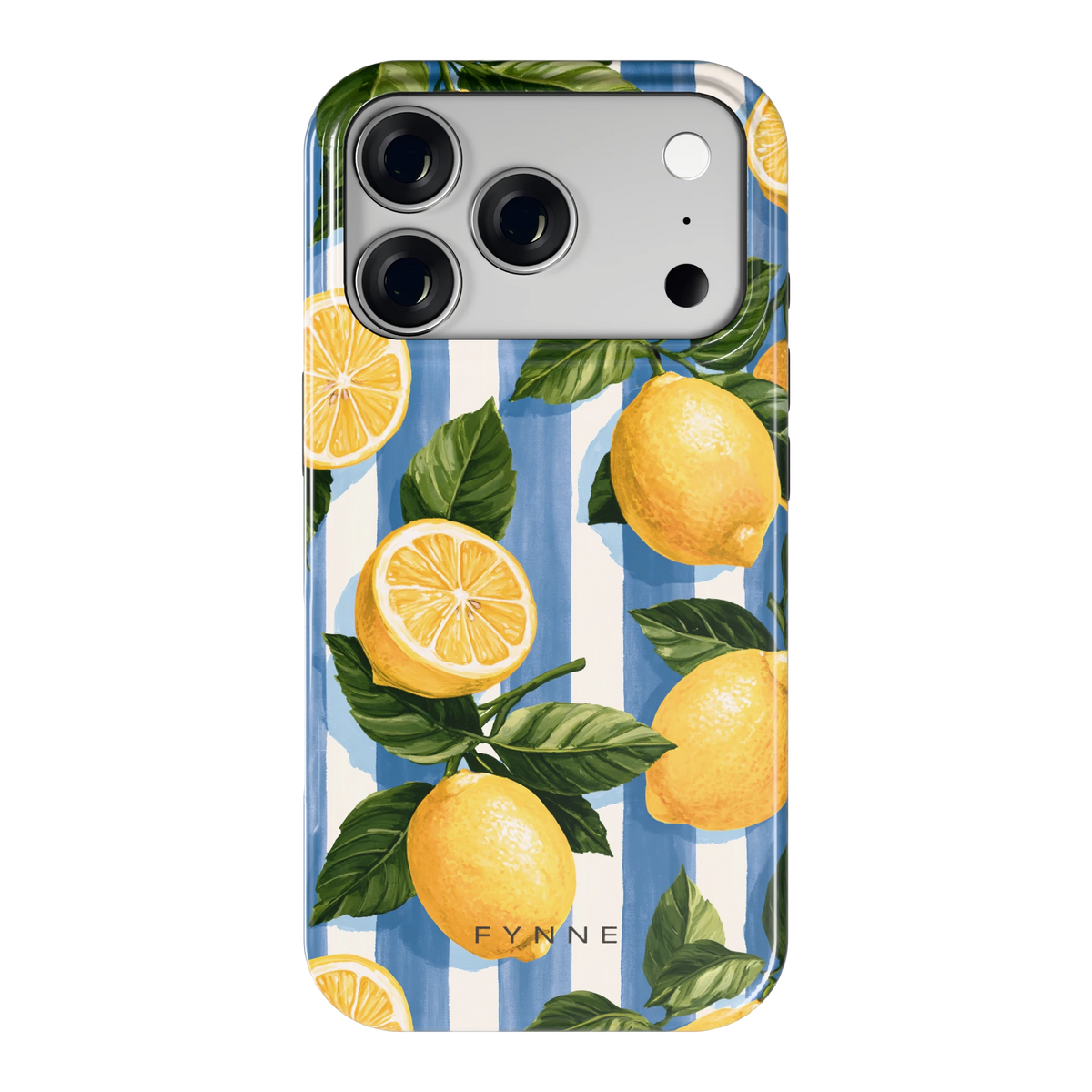 Citroenen op Strepen hoesje voor iPhone 18 Pro, achterkant