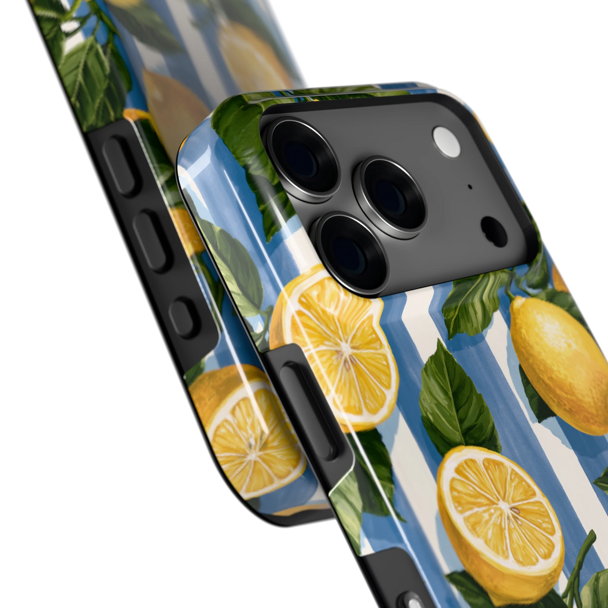 Citroenen op Strepen hoesje voor iPhone 18 Pro, close-up