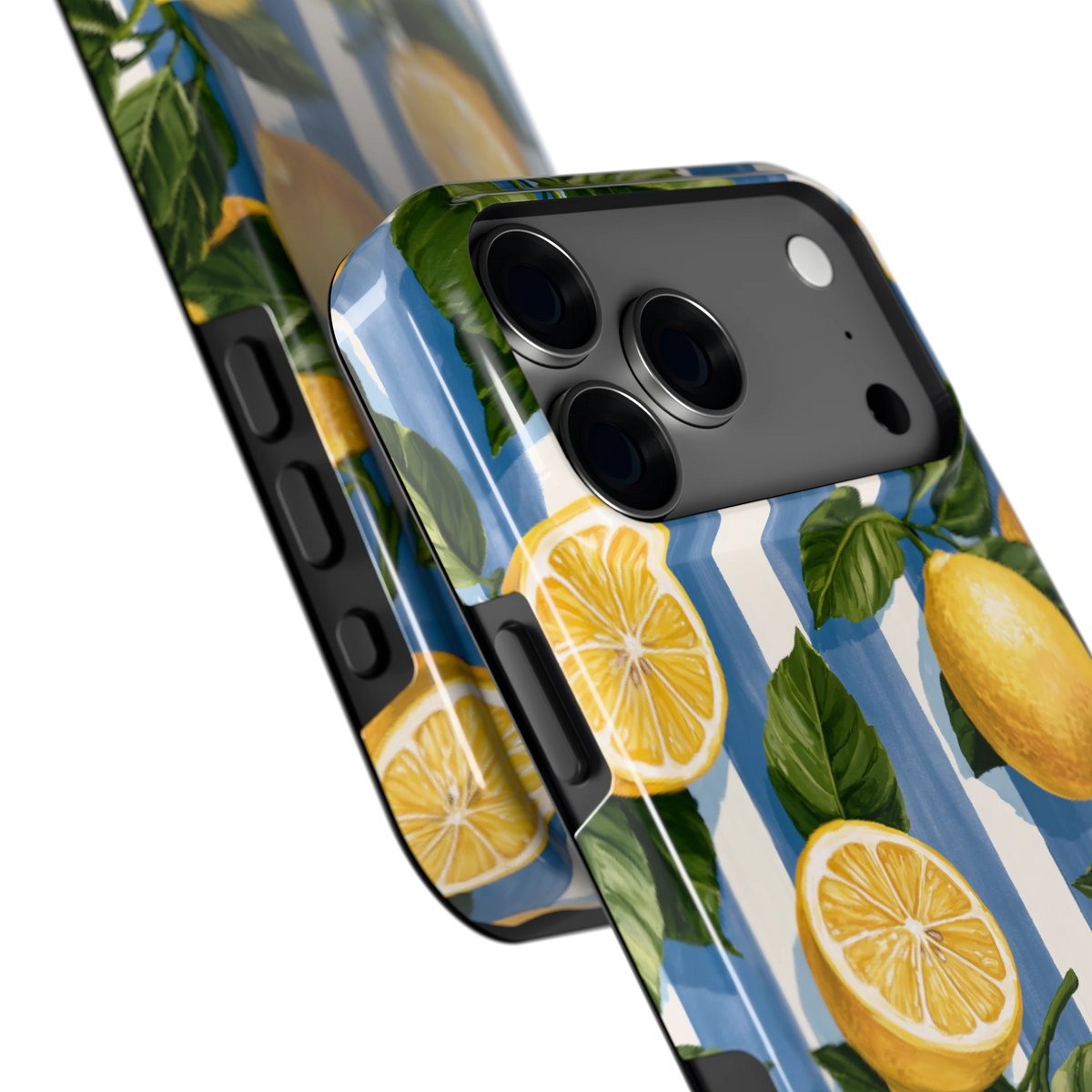 Citroenen op Strepen hoesje voor iPhone 18 Pro Max, close-up