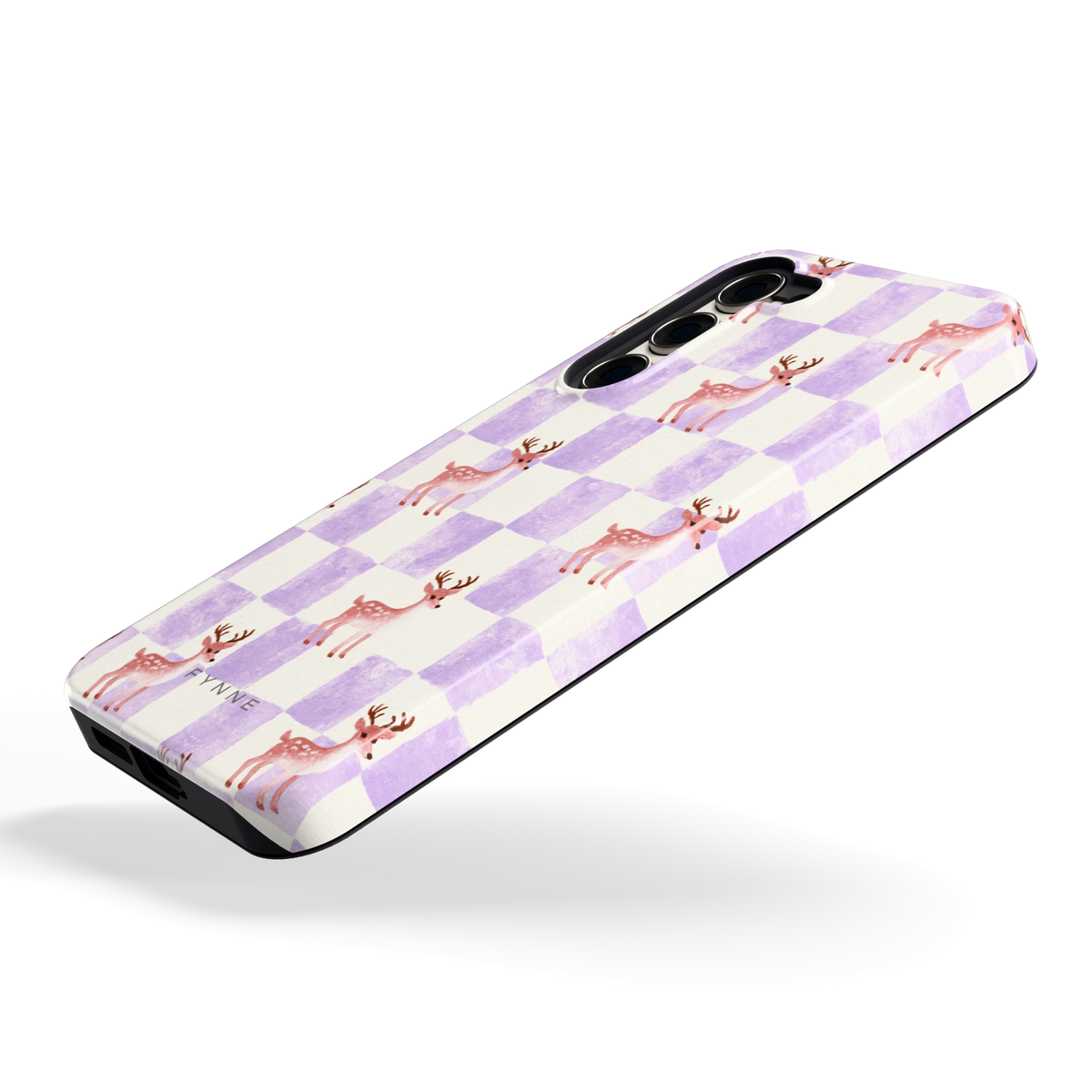 Lila Geruit Hert hoesje voor Galaxy S23+, schuin