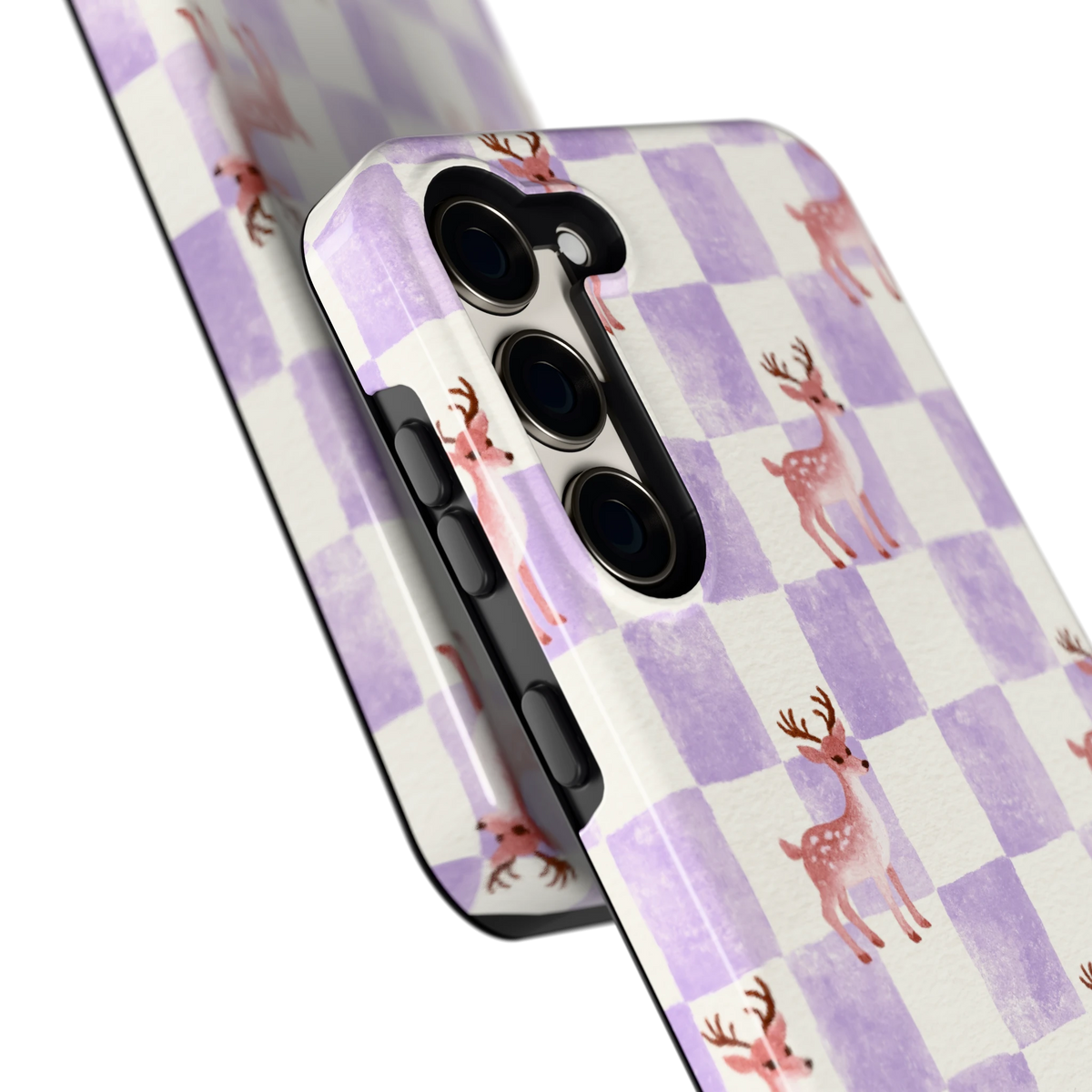 Lila Geruit Hert hoesje voor Galaxy S23+, close-up