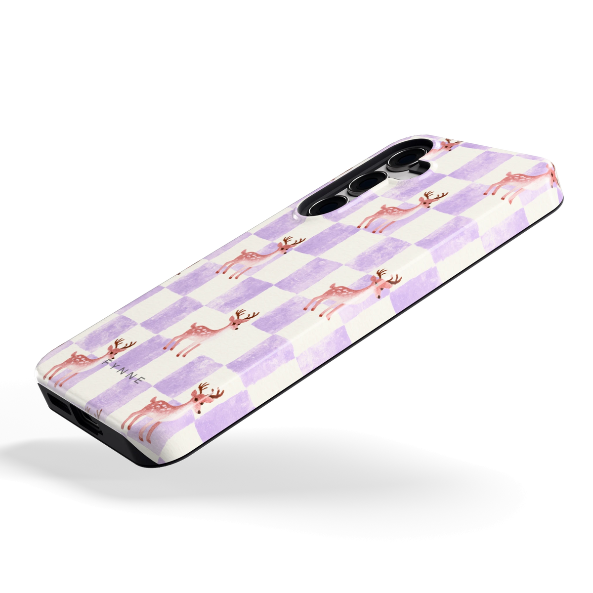 Lila Geruit Hert hoesje voor Galaxy S24, schuin