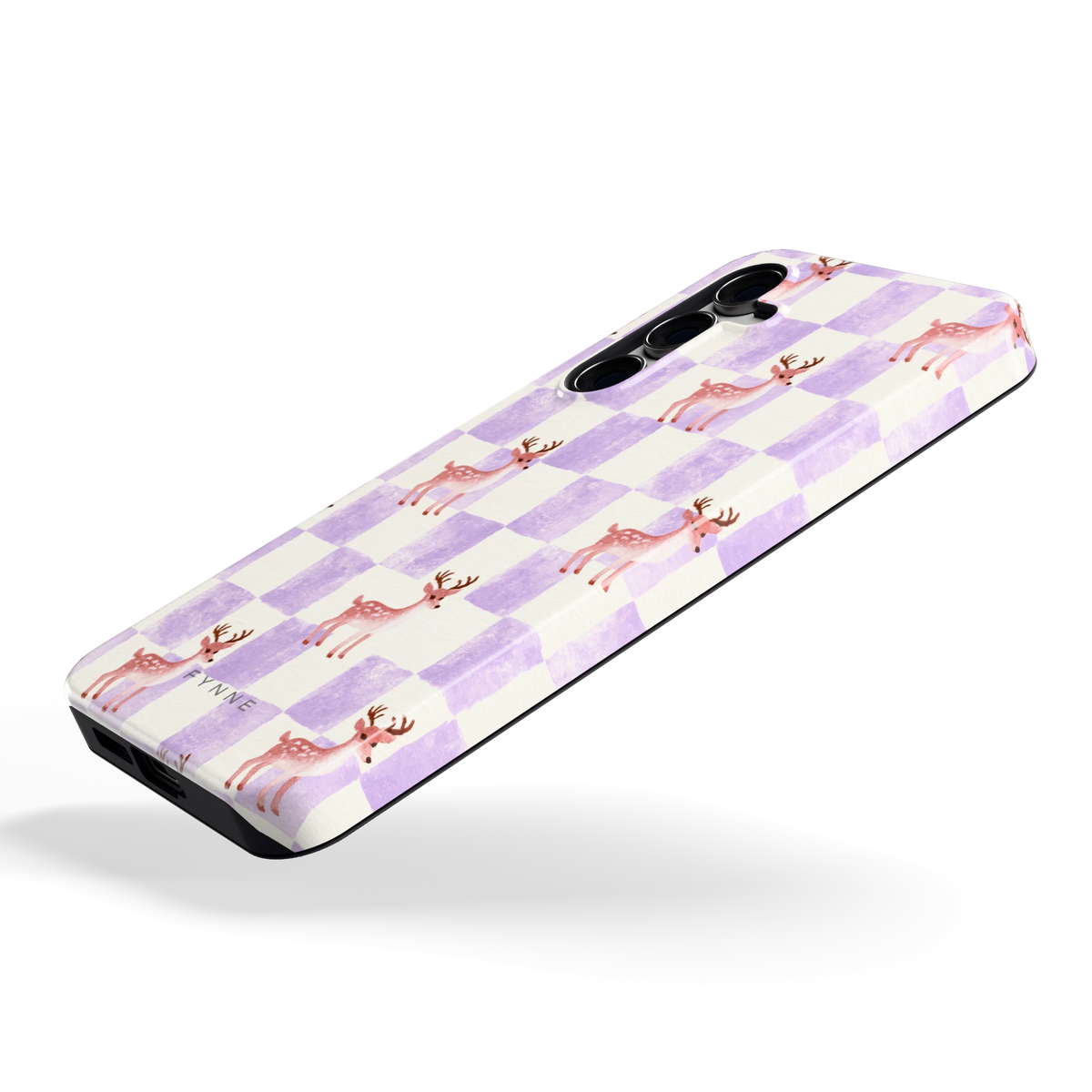 Lila Geruit Hert hoesje voor Galaxy S24 FE, schuin