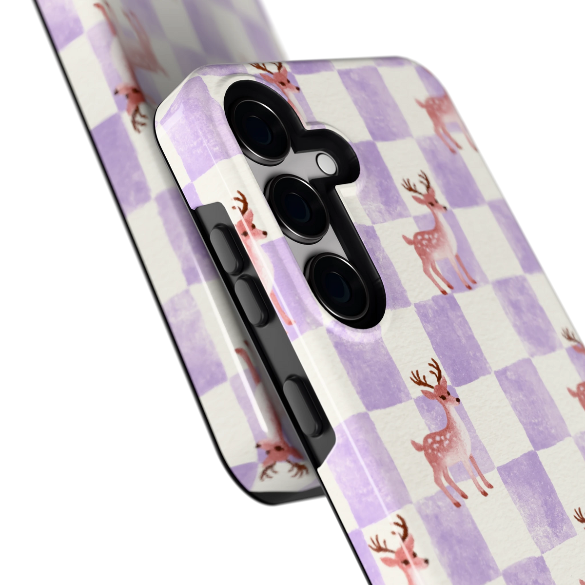 Lila Geruit Hert hoesje voor Galaxy S24, close-up