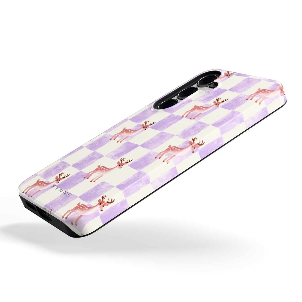 Lila Geruit Hert hoesje voor Galaxy S24+, schuin