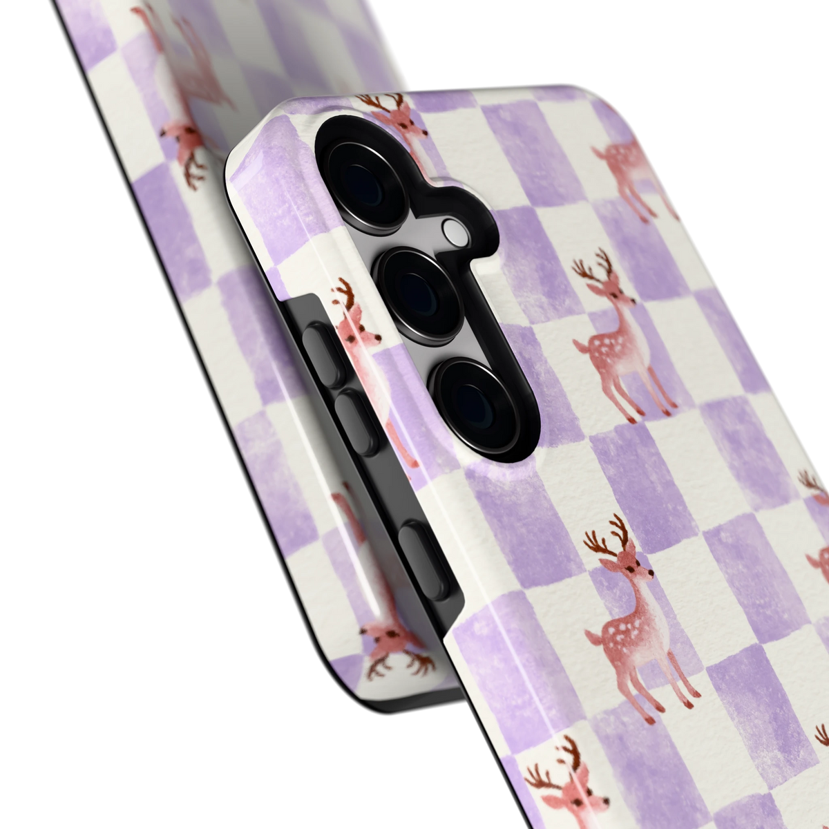 Lila Geruit Hert hoesje voor Galaxy S24+, close-up