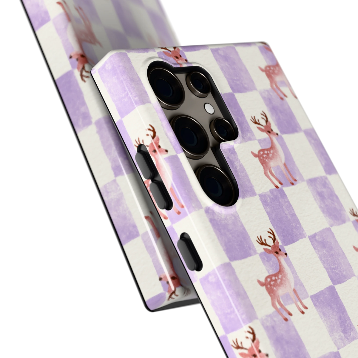 Lila Geruit Hert hoesje voor Galaxy S24 Ultra, close-up