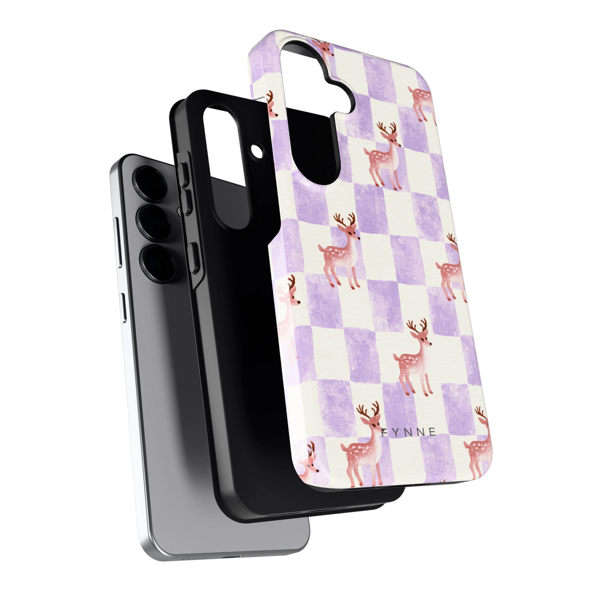 Lila Geruit Hert hoesje voor Galaxy S25, los van de telefoon