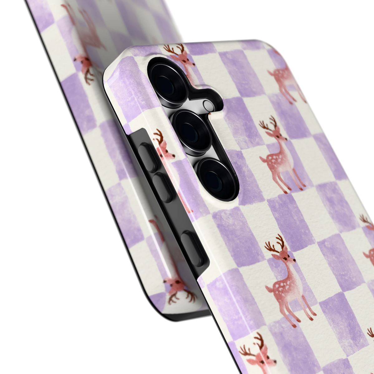 Lila Geruit Hert hoesje voor Galaxy S25 FE, close-up