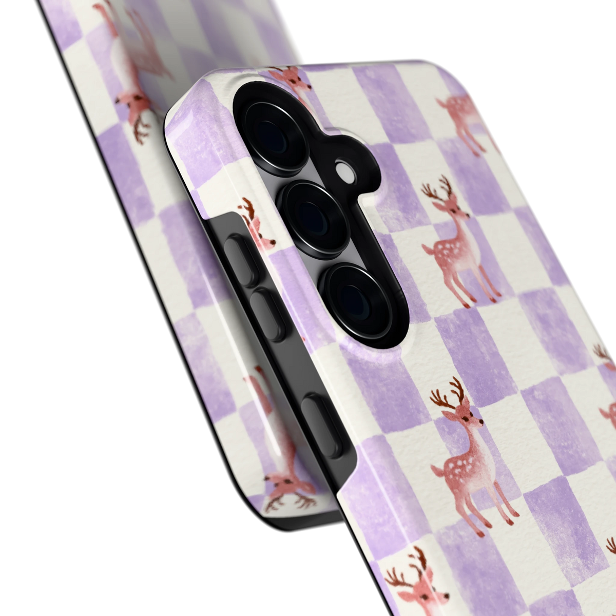 Lila Geruit Hert hoesje voor Galaxy S25, close-up