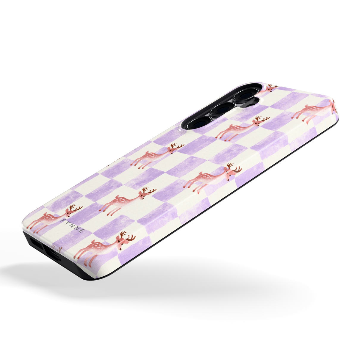 Lila Geruit Hert hoesje voor Galaxy S25+, schuin