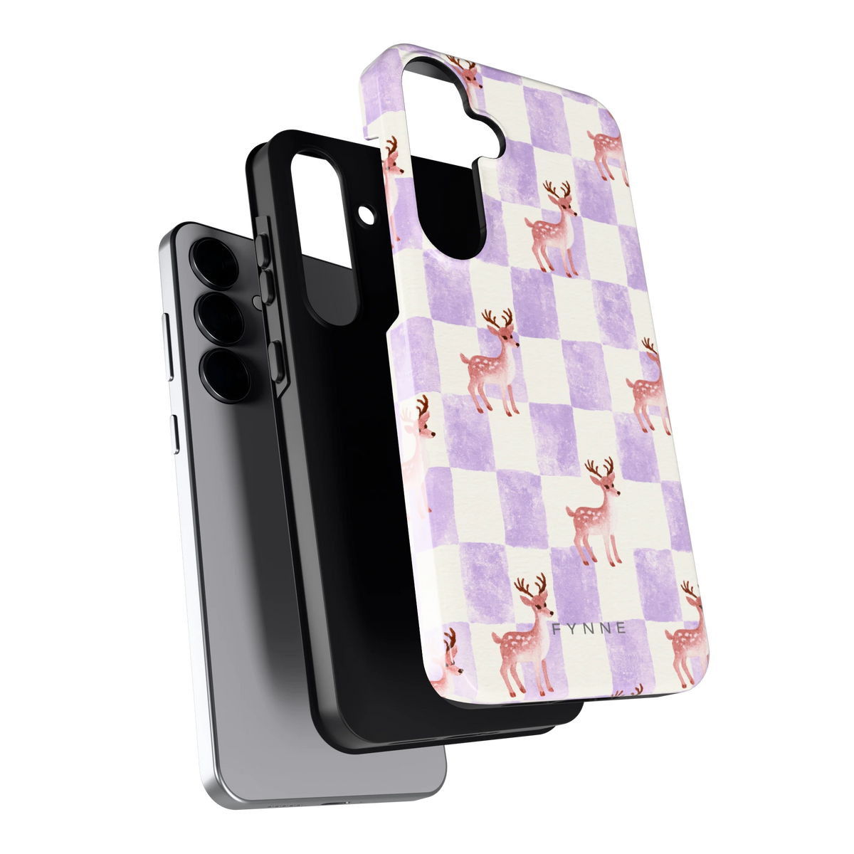 Lila Geruit Hert hoesje voor Galaxy S25+, los van de telefoon