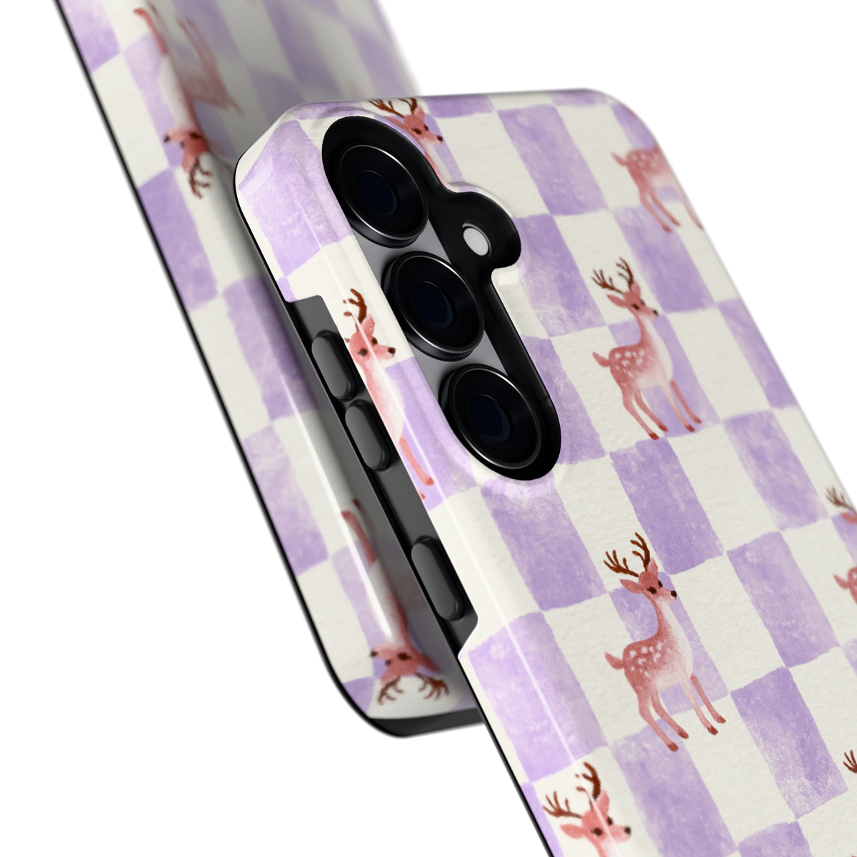 Lila Geruit Hert hoesje voor Galaxy S25+, close-up