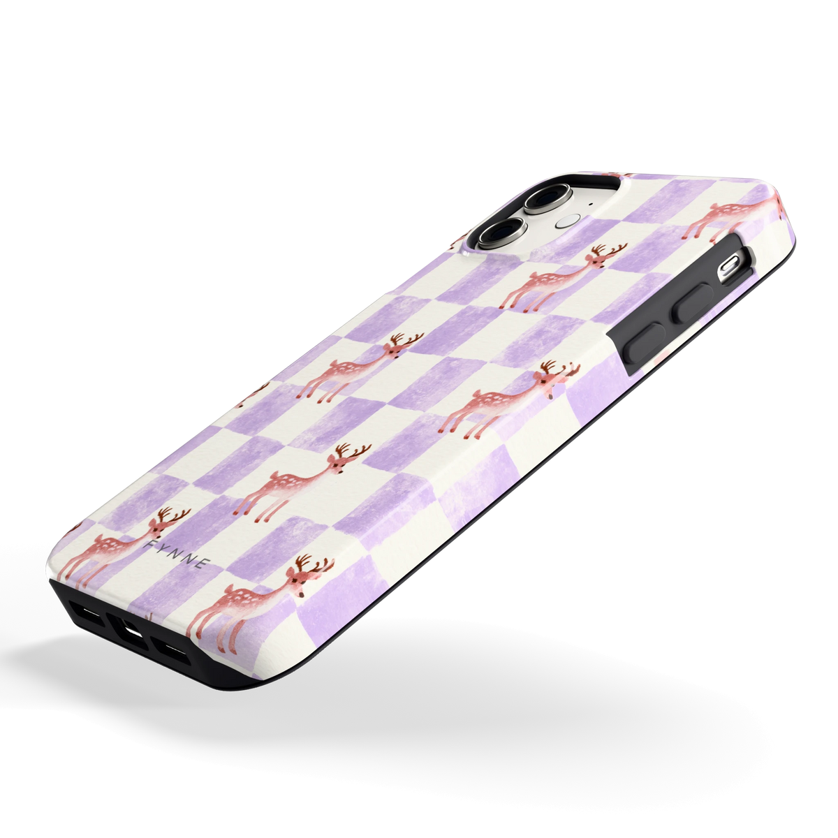 Lila Geruit Hert hoesje voor iPhone 11, schuin