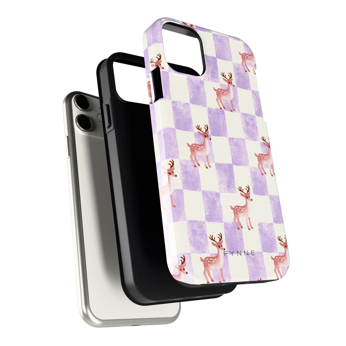 Lila Geruit Hert hoesje voor iPhone 11, los van de telefoon