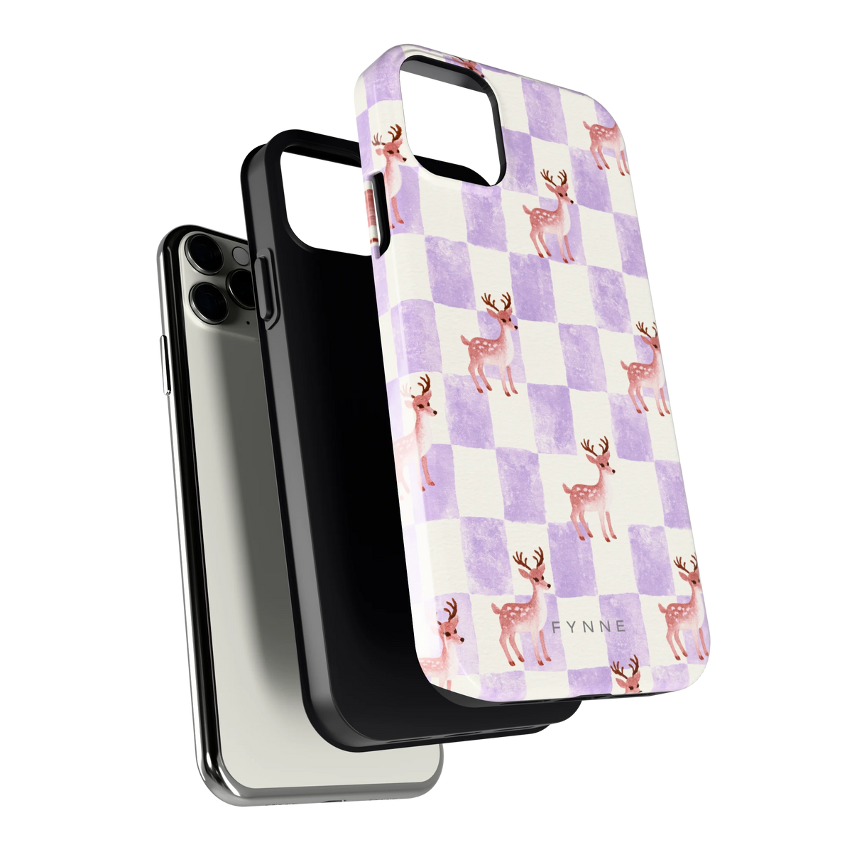 Lila Geruit Hert hoesje voor iPhone 11 Pro Max, los van de telefoon