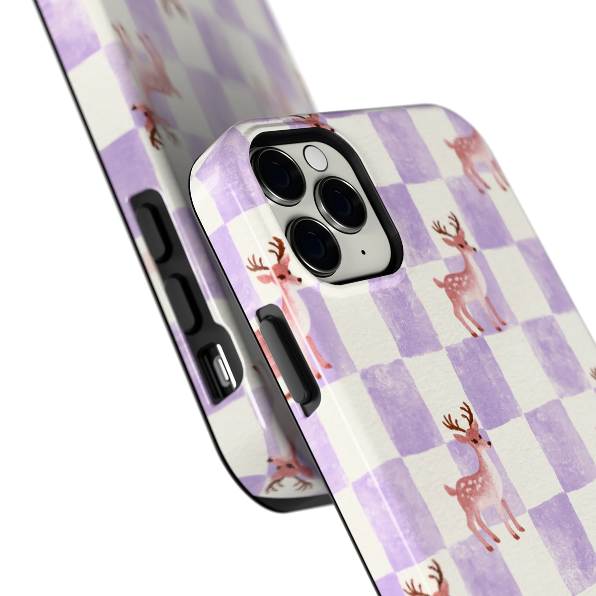 Lila Geruit Hert hoesje voor iPhone 11 Pro Max, close-up
