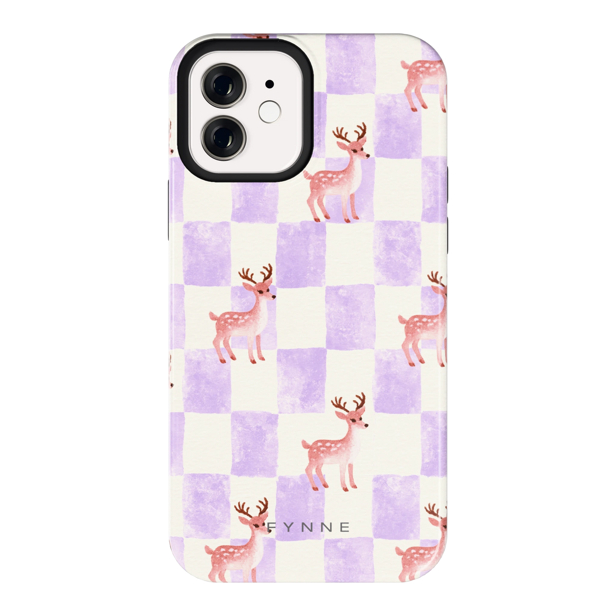 Lila Geruit Hert hoesje voor iPhone 12, achterkant