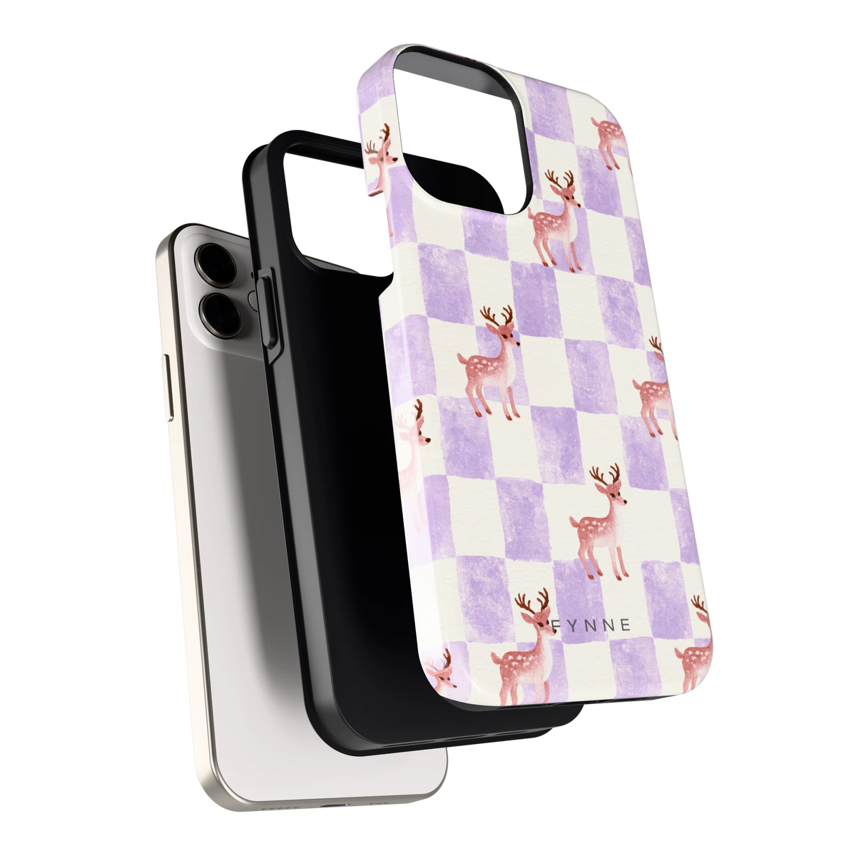 Lila Geruit Hert hoesje voor iPhone 12, los van de telefoon