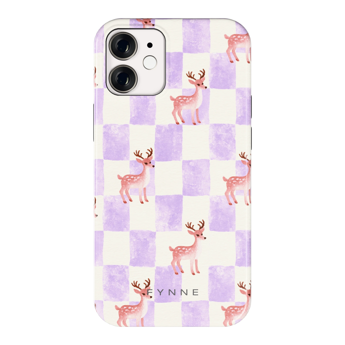 Lila Geruit Hert hoesje voor iPhone 12 mini, achterkant