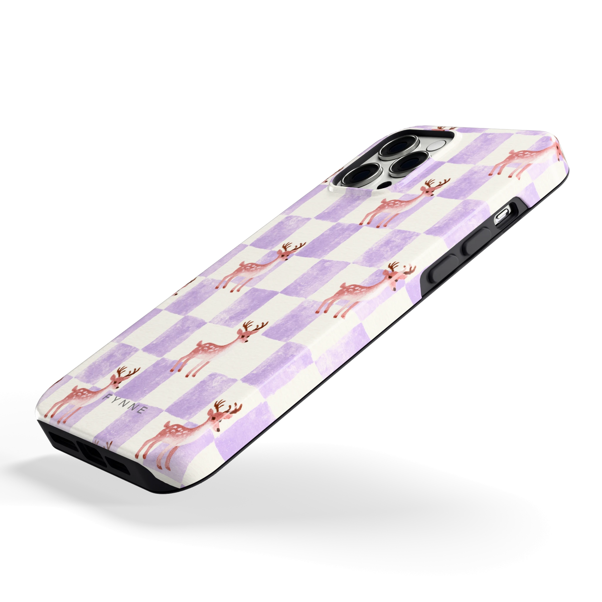 Lila Geruit Hert hoesje voor iPhone 12 Pro Max, schuin