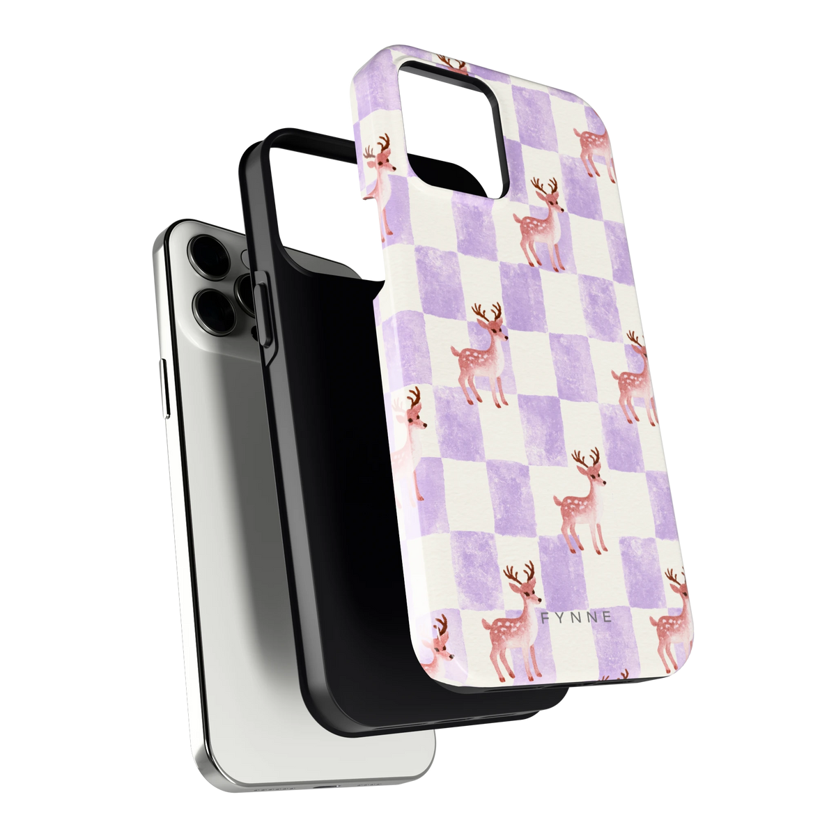 Lila Geruit Hert hoesje voor iPhone 12 Pro Max, los van de telefoon