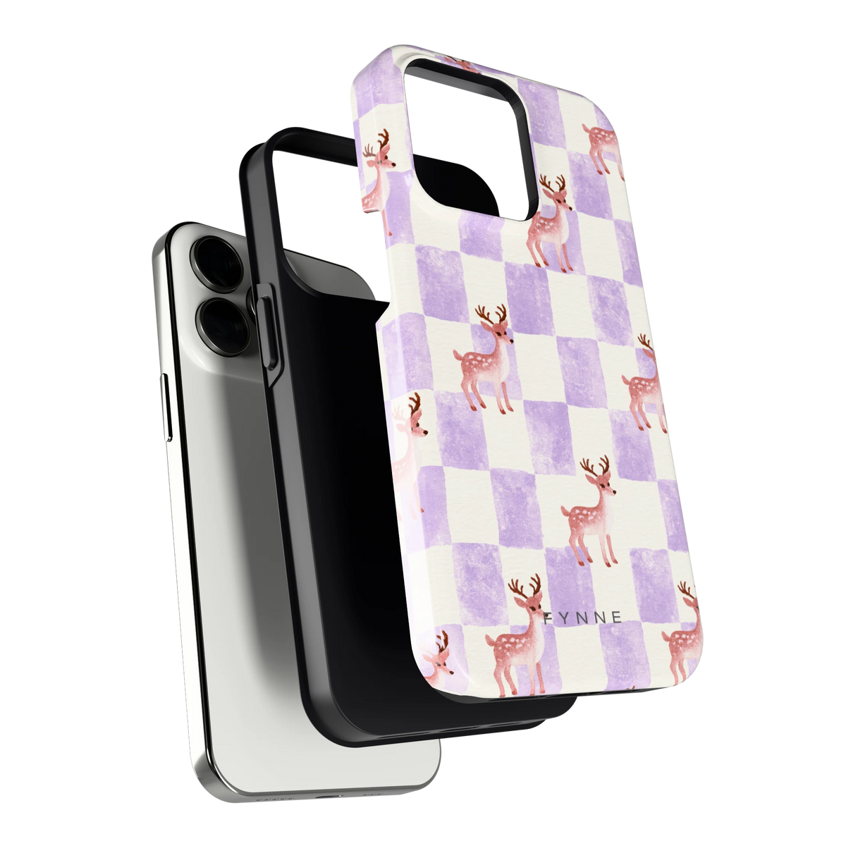 Lila Geruit Hert hoesje voor iPhone 13 Pro, los van de telefoon