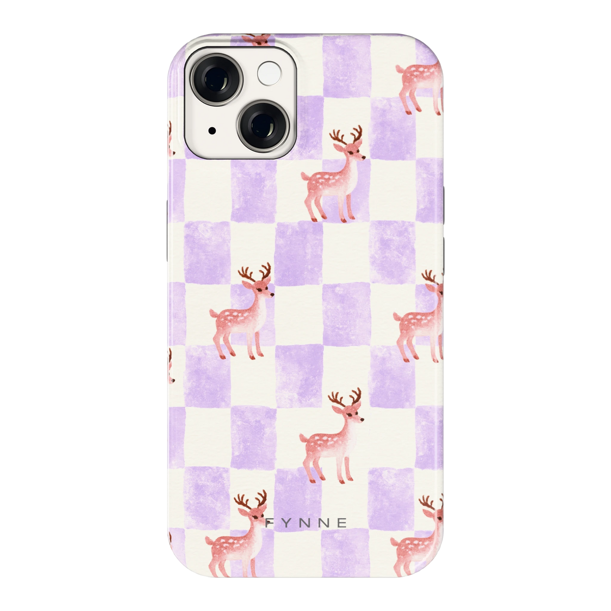 Lila Geruit Hert hoesje voor iPhone 14, achterkant