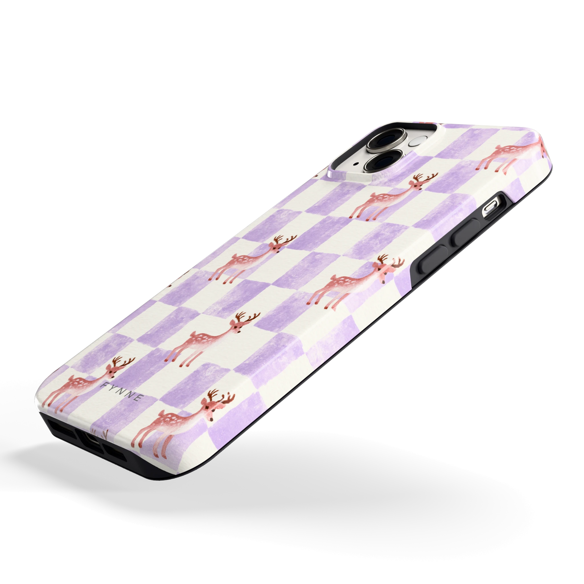 Lila Geruit Hert hoesje voor iPhone 14 Plus, schuin