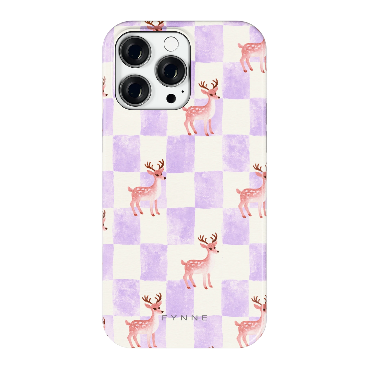 Lila Geruit Hert hoesje voor iPhone 14 Pro Max, achterkant