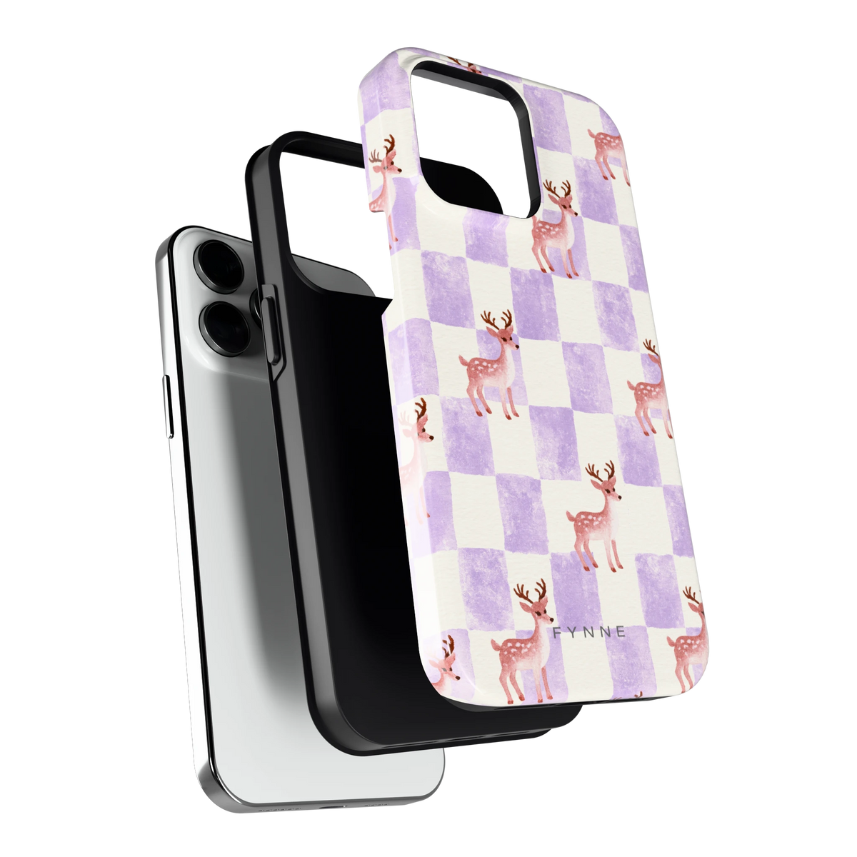 Lila Geruit Hert hoesje voor iPhone 14 Pro Max, los van de telefoon