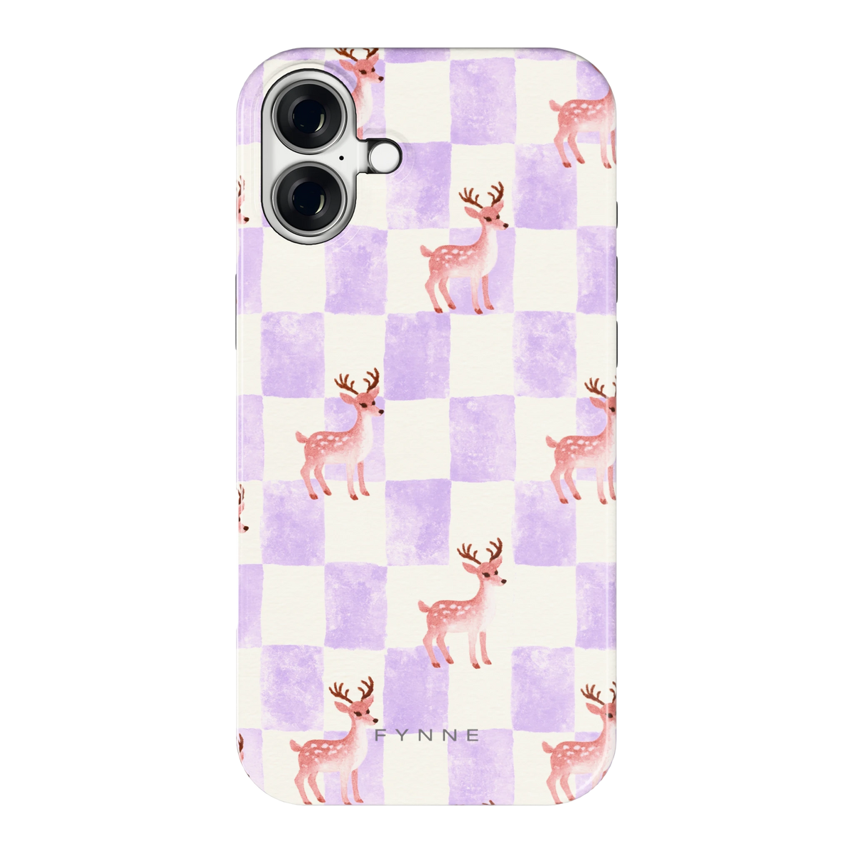 Lila Geruit Hert hoesje voor iPhone 16 Plus, achterkant