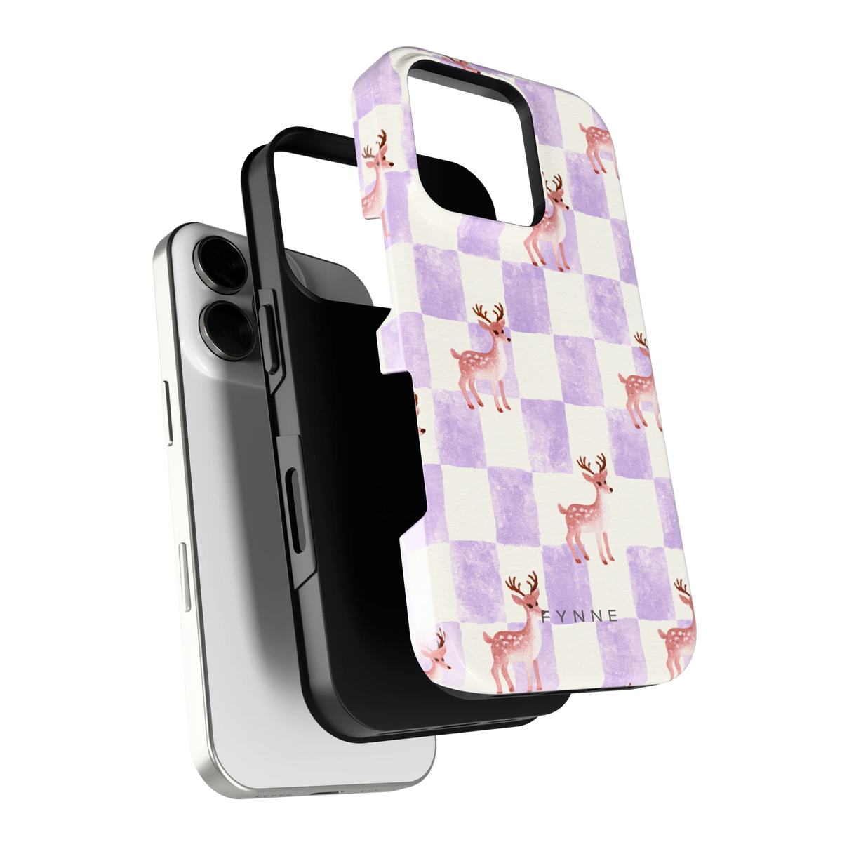 Lila Geruit Hert hoesje voor iPhone 16 Pro, los van de telefoon