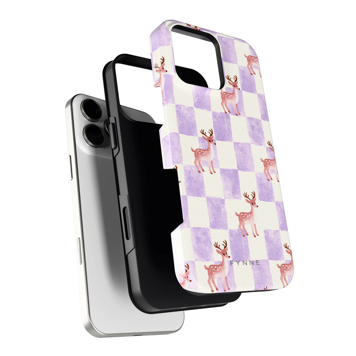 Lila Geruit Hert hoesje voor iPhone 16 Pro Max, los van de telefoon