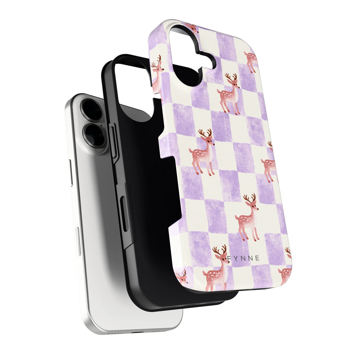 Lila Geruit Hert hoesje voor iPhone 17, los van de telefoon