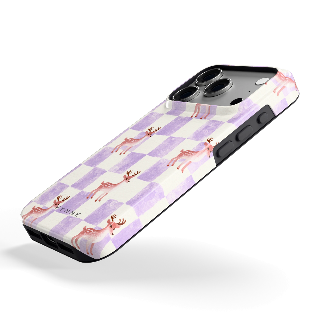Lila Geruit Hert hoesje voor iPhone 18 Pro, schuin