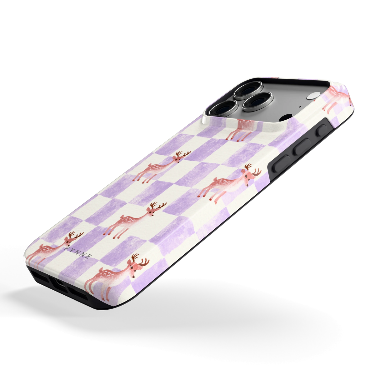 Lila Geruit Hert hoesje voor iPhone 18 Pro Max, schuin