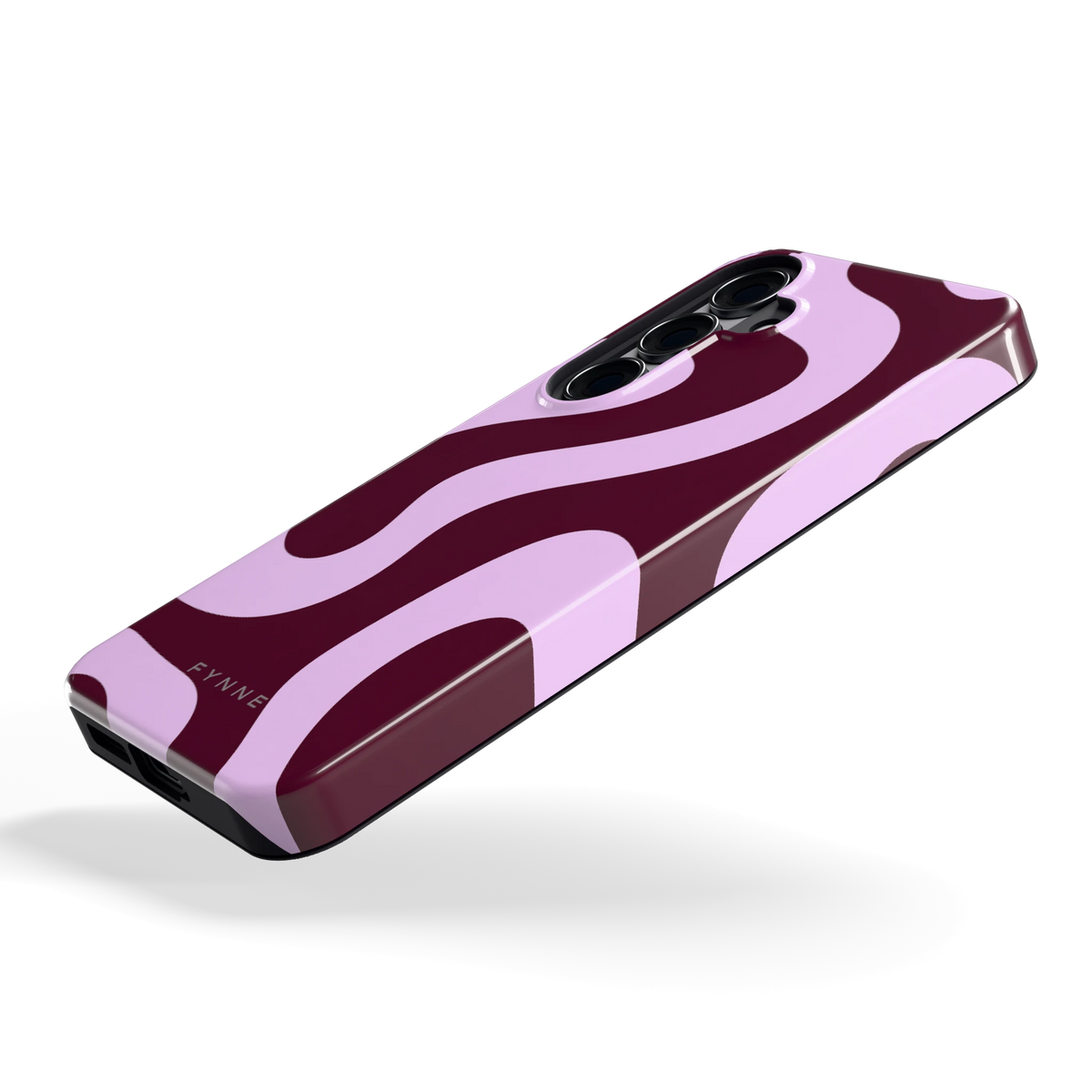 Lila Swirl hoesje voor Galaxy S25, schuin