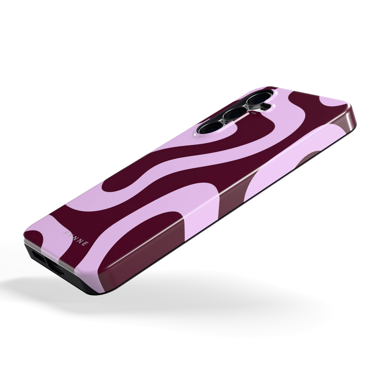 Lila Swirl hoesje voor Galaxy S25 FE, schuin