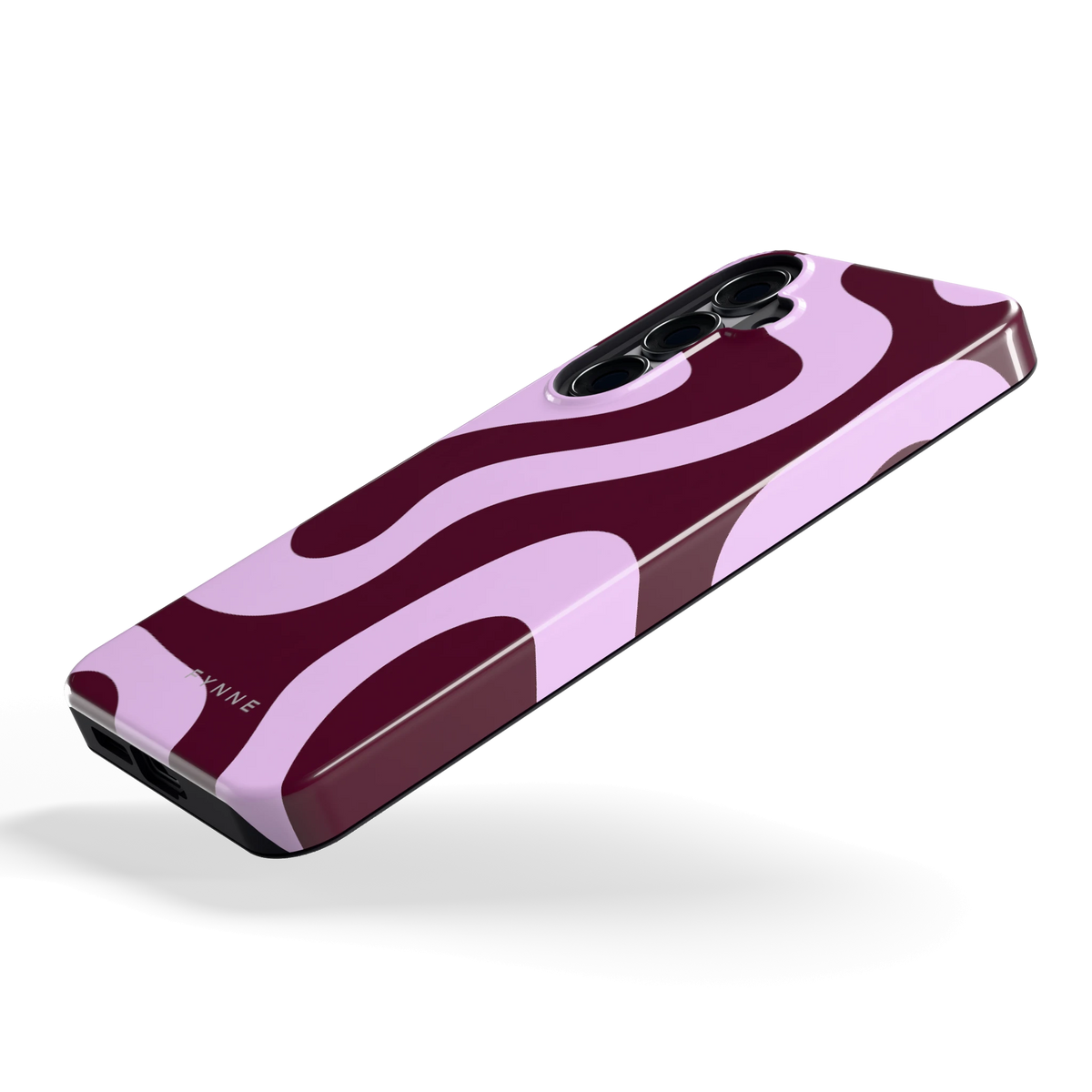 Lila Swirl hoesje voor Galaxy S25+, schuin